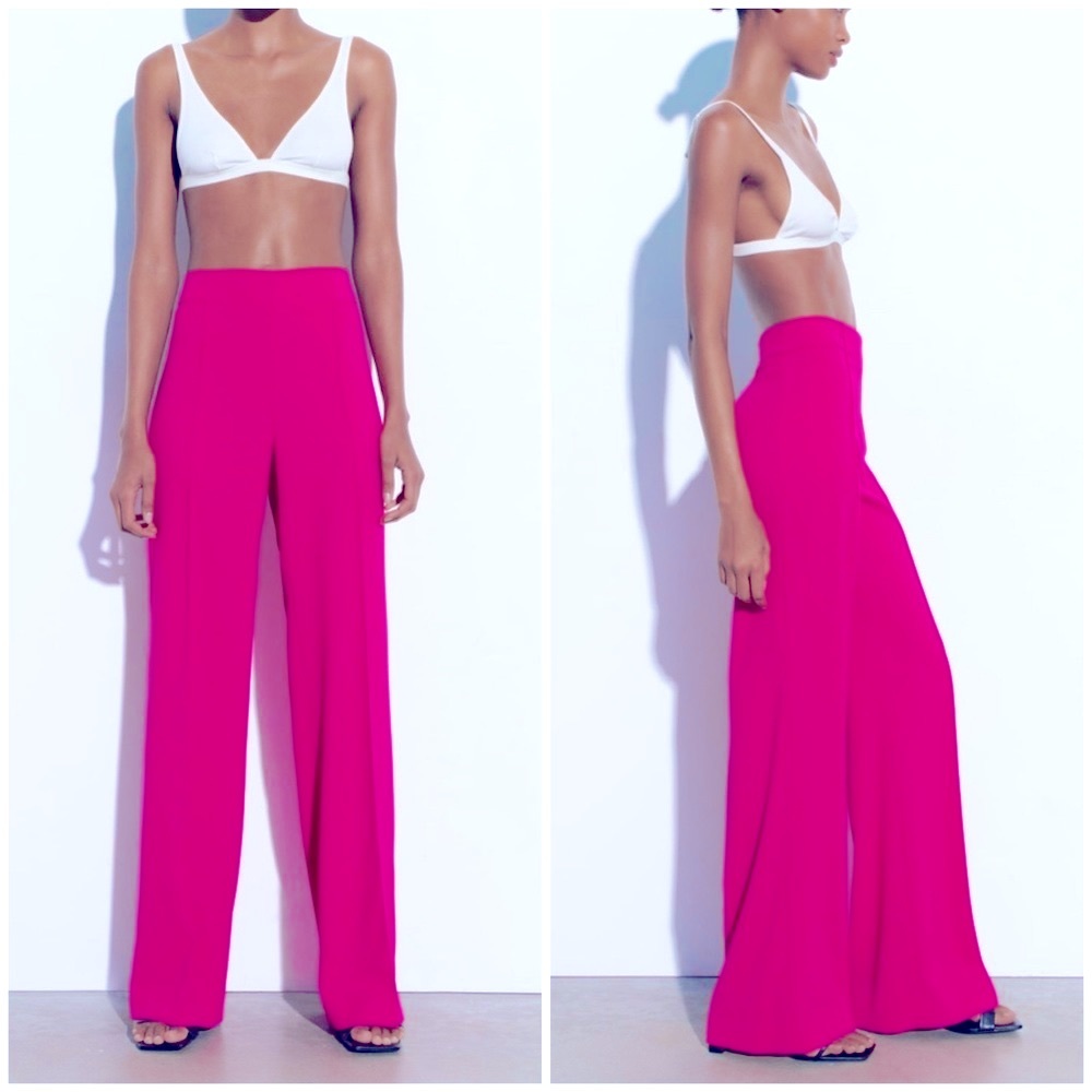 Zara long flowing neon pink pants - Picture 2 of 16